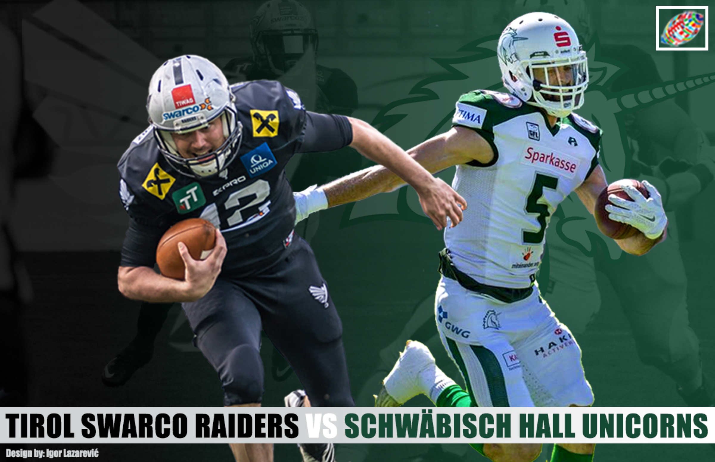 LIVESTREAM CEFL: Schwäbisch Hall Unicorns @ Swarco Raiders, June 26, 15:00  CET (3 pm, 09:00 am ET)