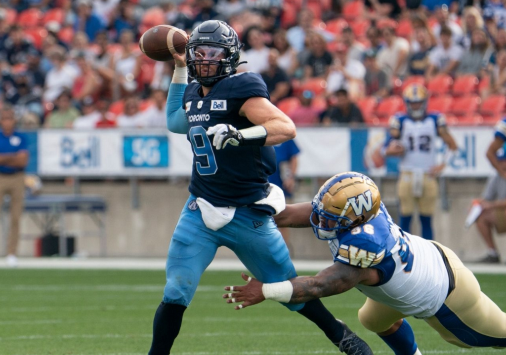 Toronto Argonauts hand Blue Bombers first loss with commanding home win