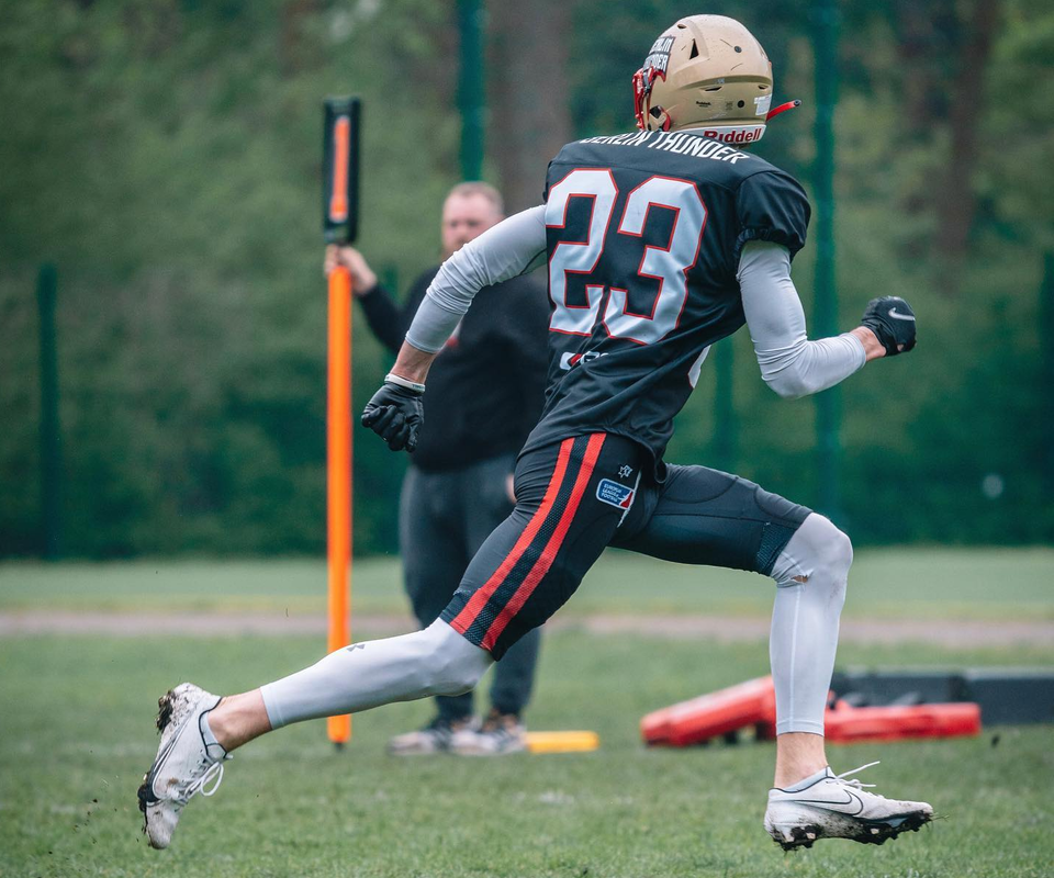 08 June 2023, Berlin: American Football: European League of Football, Media  Day at Berlin Thunder, Stock Photo, Picture And Rights Managed Image. Pic.  PAH-230608-99-991278-DPAI