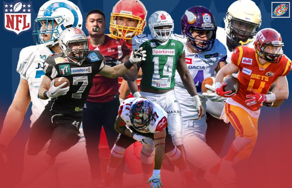 NFL na platformě X: „Football is global! NFL International Player Pathway  athletes are flying the flag for their home countries. 