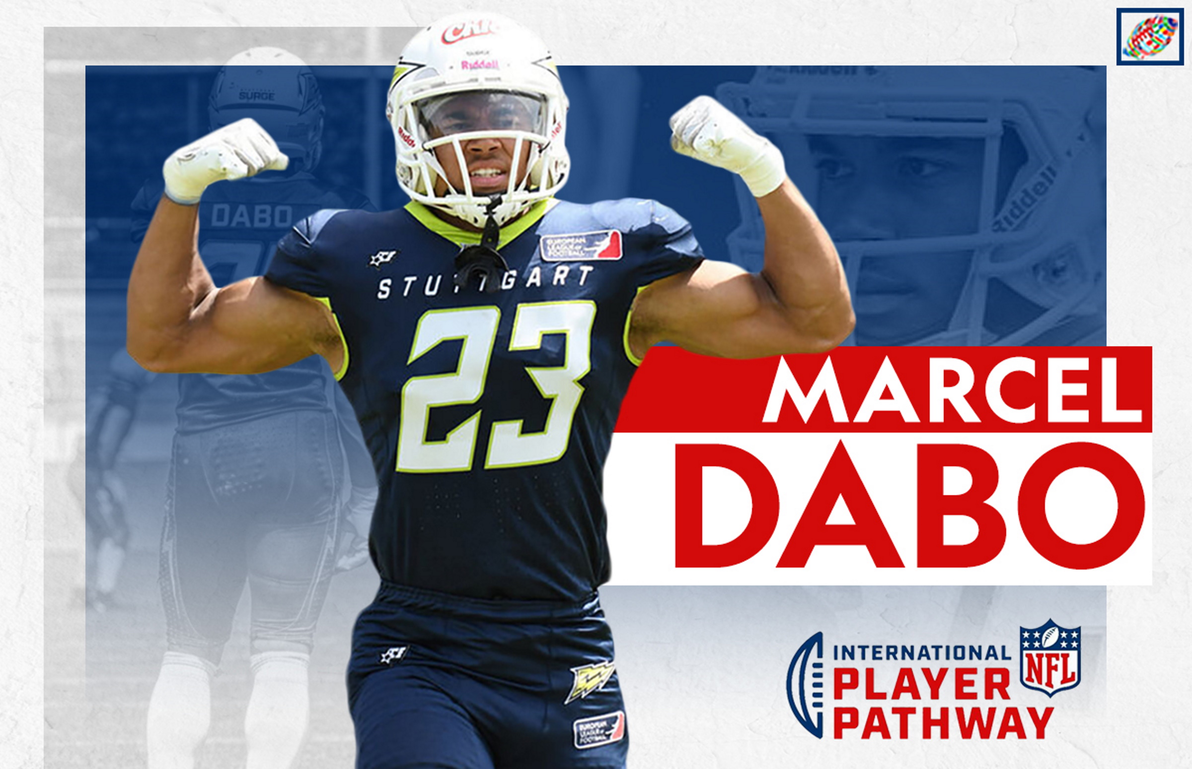 Stuttgart Surge defensive back Marcel Dabo and Berlin Thunder