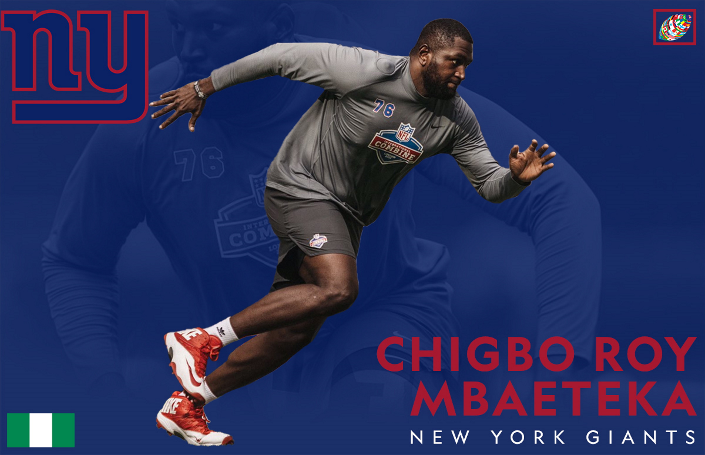 New York Giants sign Nigerian tackle Chigbo Roy Mbaeteka from the NFL's  International Player Pathway Program