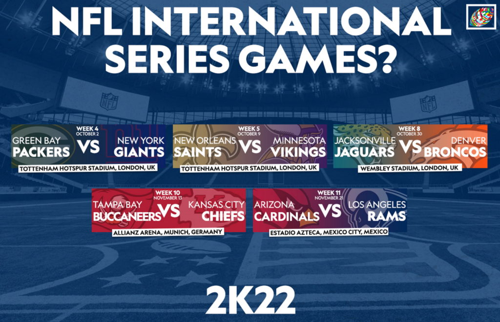 2022 NFL International Series Games What will the matchups be?
